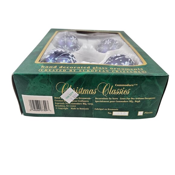 Commodore Ornaments Christmas Classics Blue White Glitter Snowflakes Vintage - Picture 11 of 12